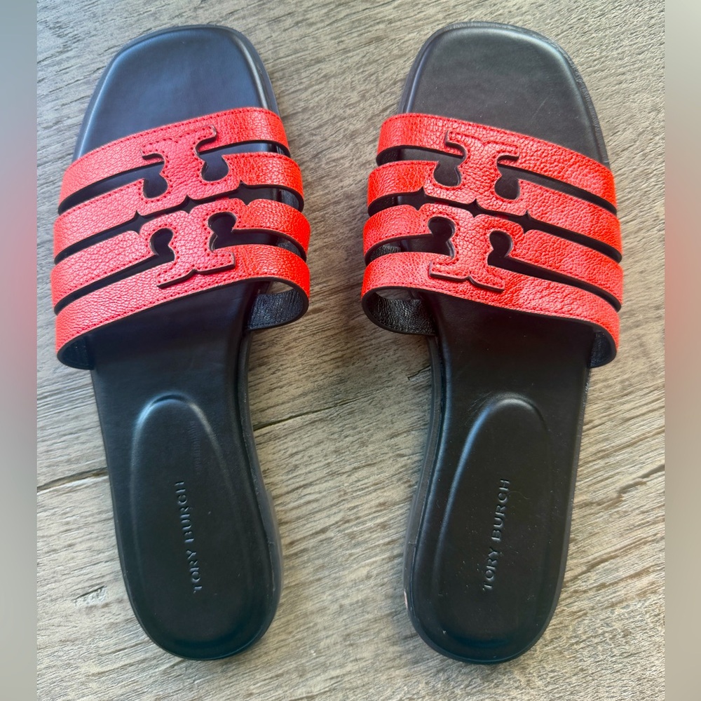 Brand New Tory Burch Ines Slide Sandals in Burch Orange size 7